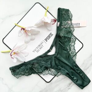 NWT VICTORIA’S SECRET VERY SEXY ROSE LACE-TRIM HIGH-LEG THONG PANTY IN BOTANICAL